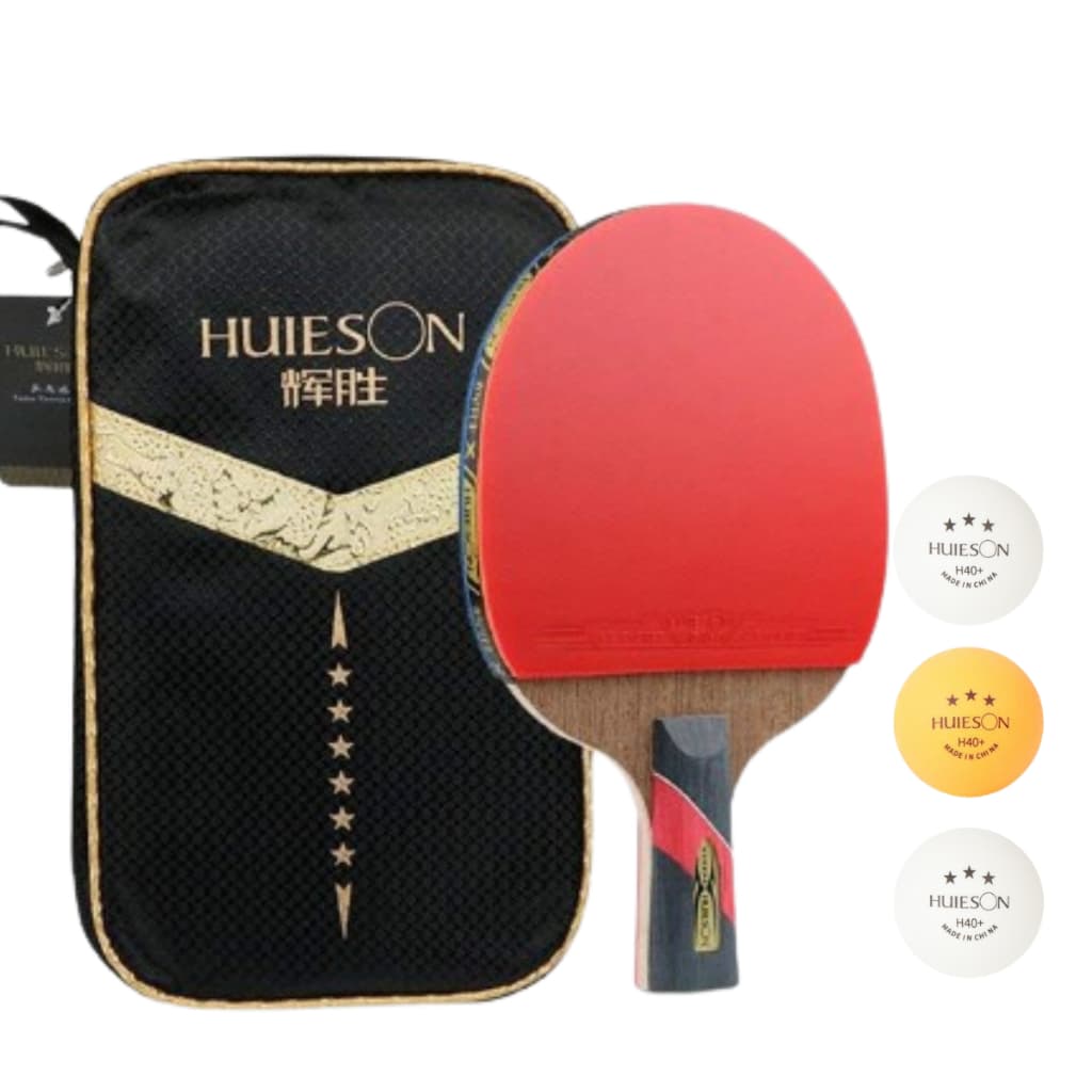 Raquete Tenis de Mesa Ping Pong Huieson 6 Estrelas Classineta Carbono Profissional + Capa + 3 Bolas