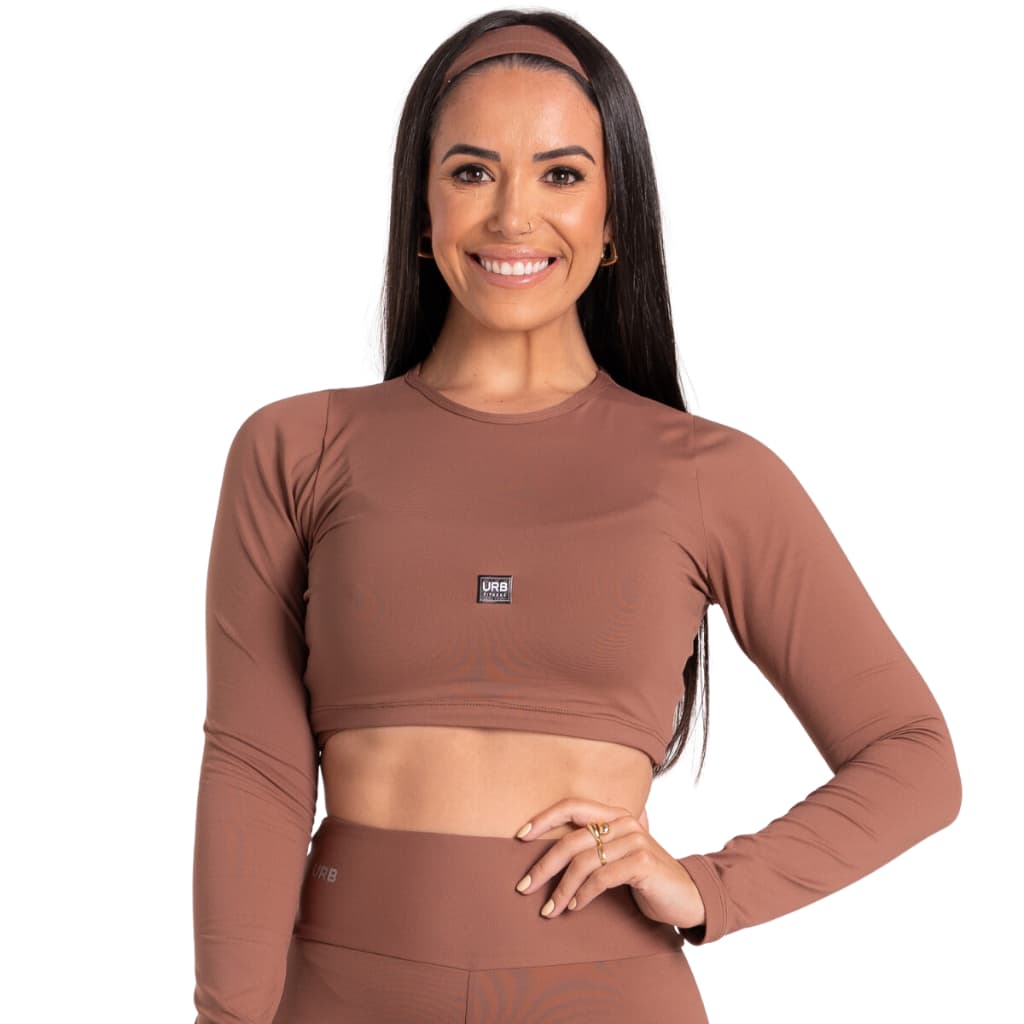 Top Cropped Manga Longa Academia Suplex Feminino Fitness ginastica