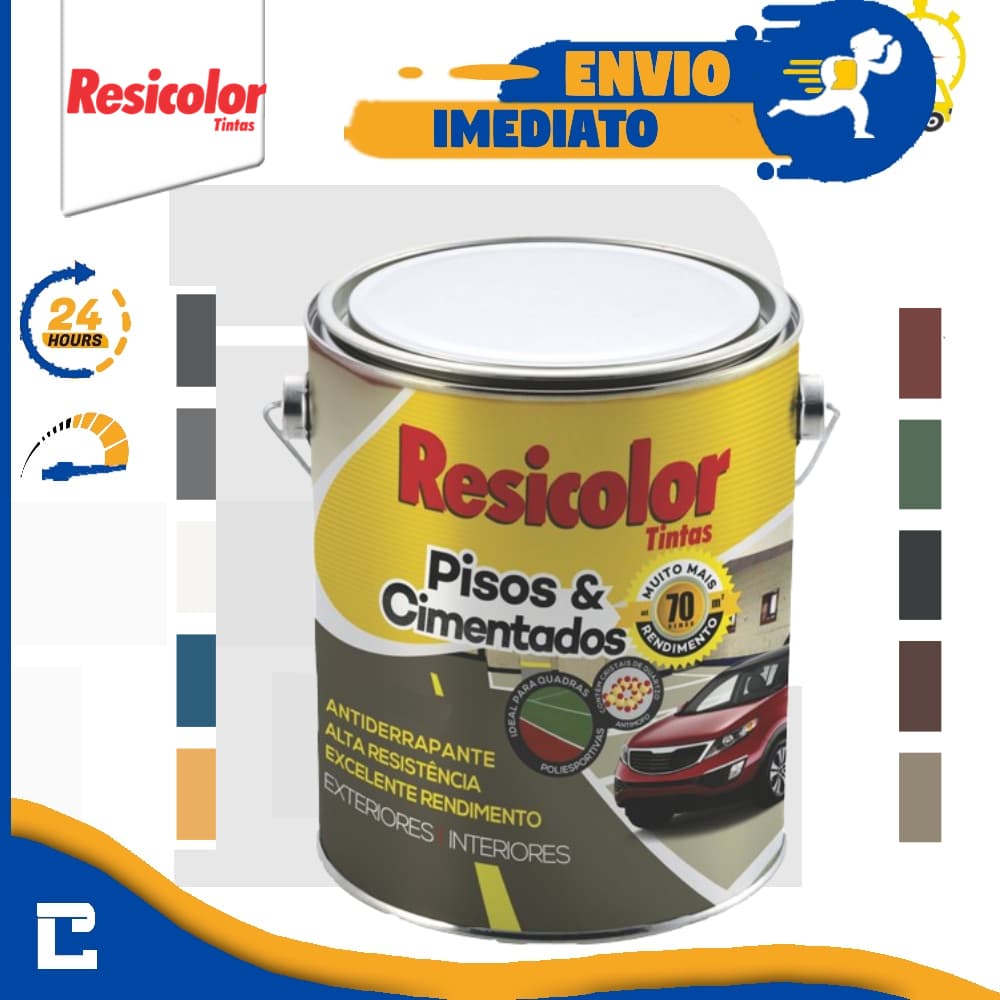 Tinta Piso Premium Acetinado Galão 3,6 Litros Resicolor Cores