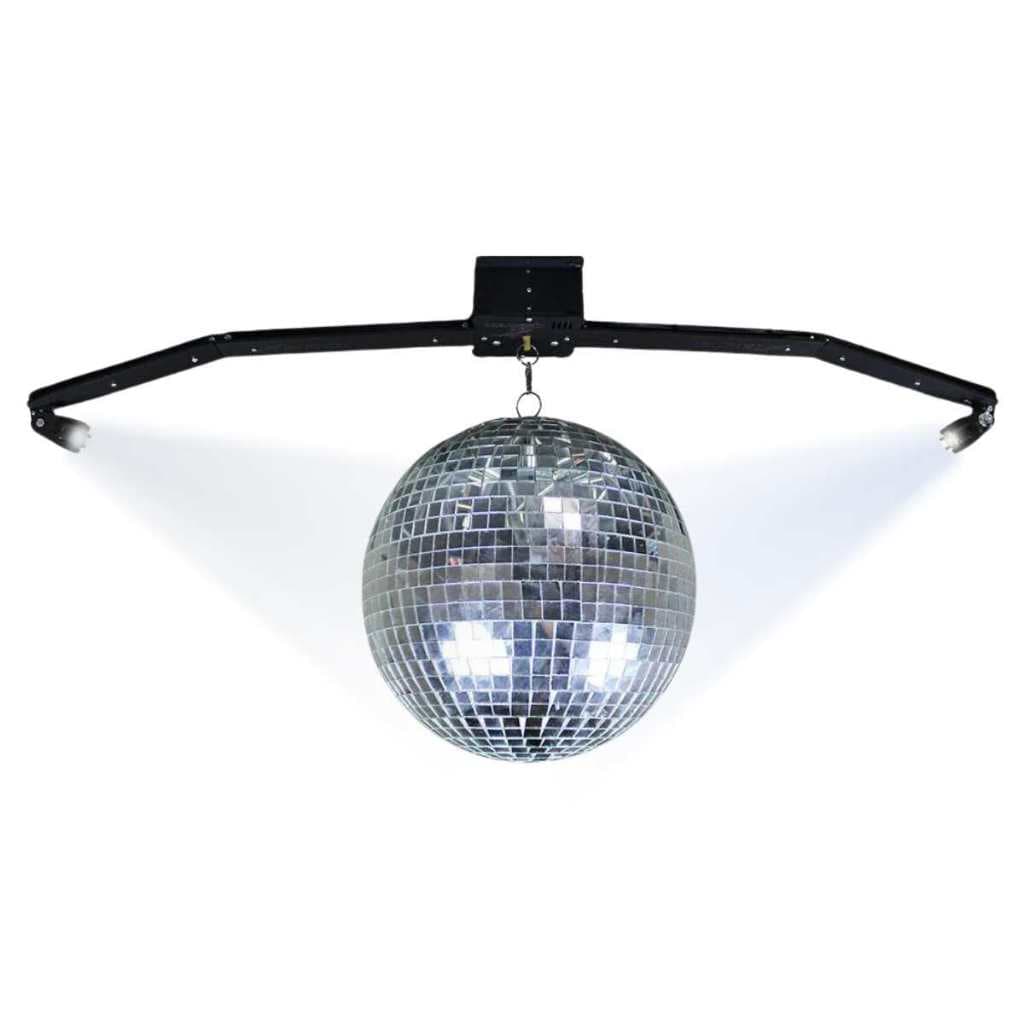 Jogo de Globo Espelhado Deltrônica 30cm C/ Motor e Luz LED Bola Discoteca Festa Balada DJ Bivolt