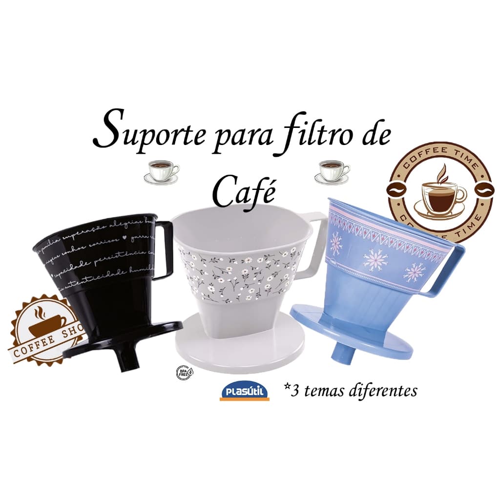 Coador Suporte para Filtro de Café -  Plasútil - 3 temas diferentes.