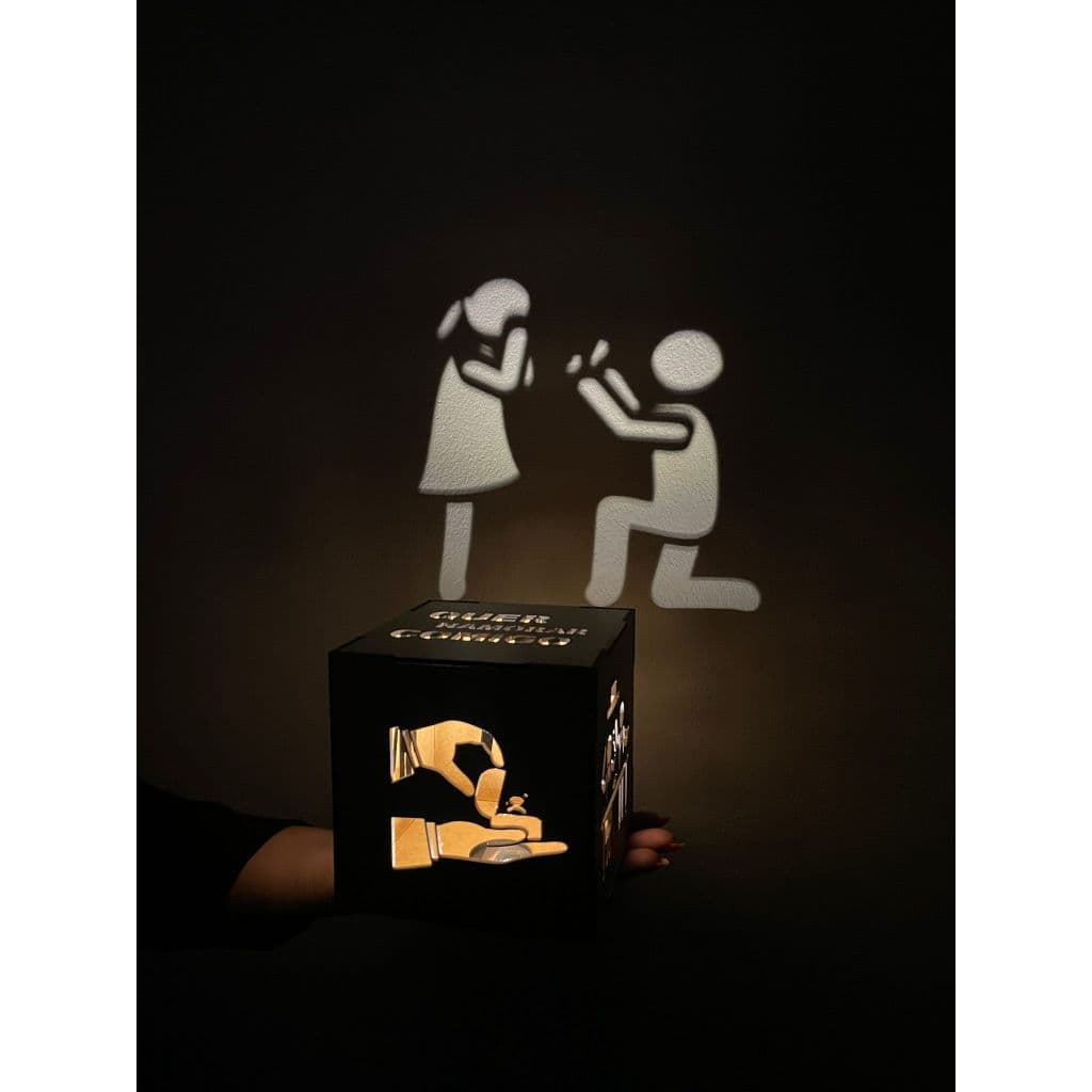 Caixa Luminária - MDF - Led Presente Criativo  Namoro Proposta Cubo Box Lightbox Abajur Casal Namorados Presentes