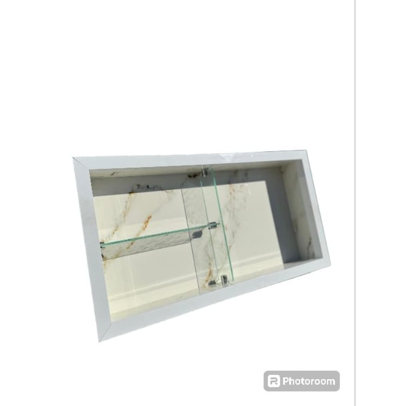 nicho de Porcelanato com divisórias de vidro 30x60 100% qualidade
