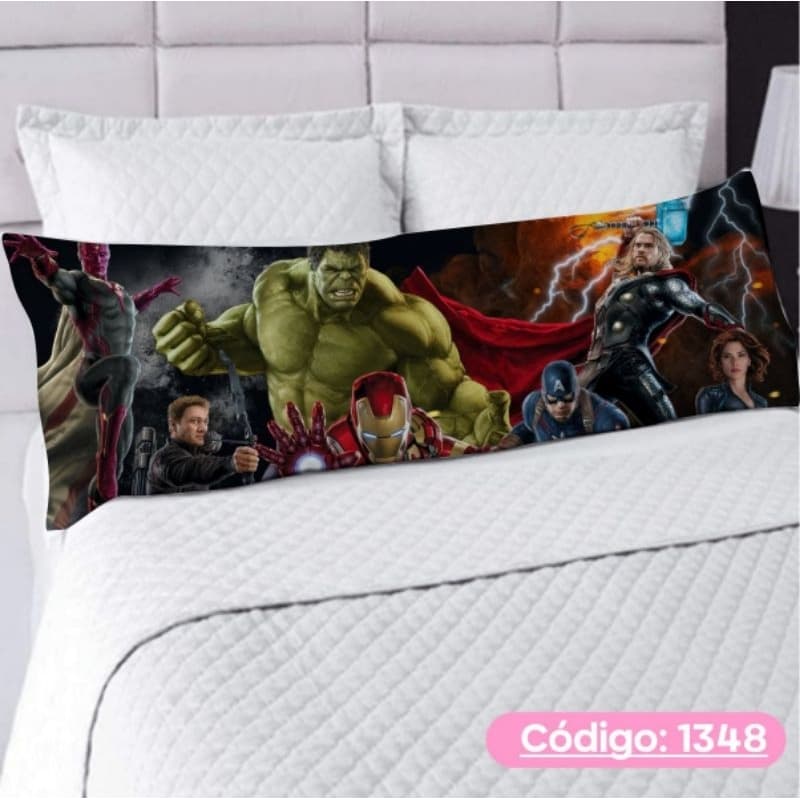 Travesseiro De Corpo Com Fronha Xuxão Fibra de Silicone Personalizado Vingadores,Homem Aranha,Hulk