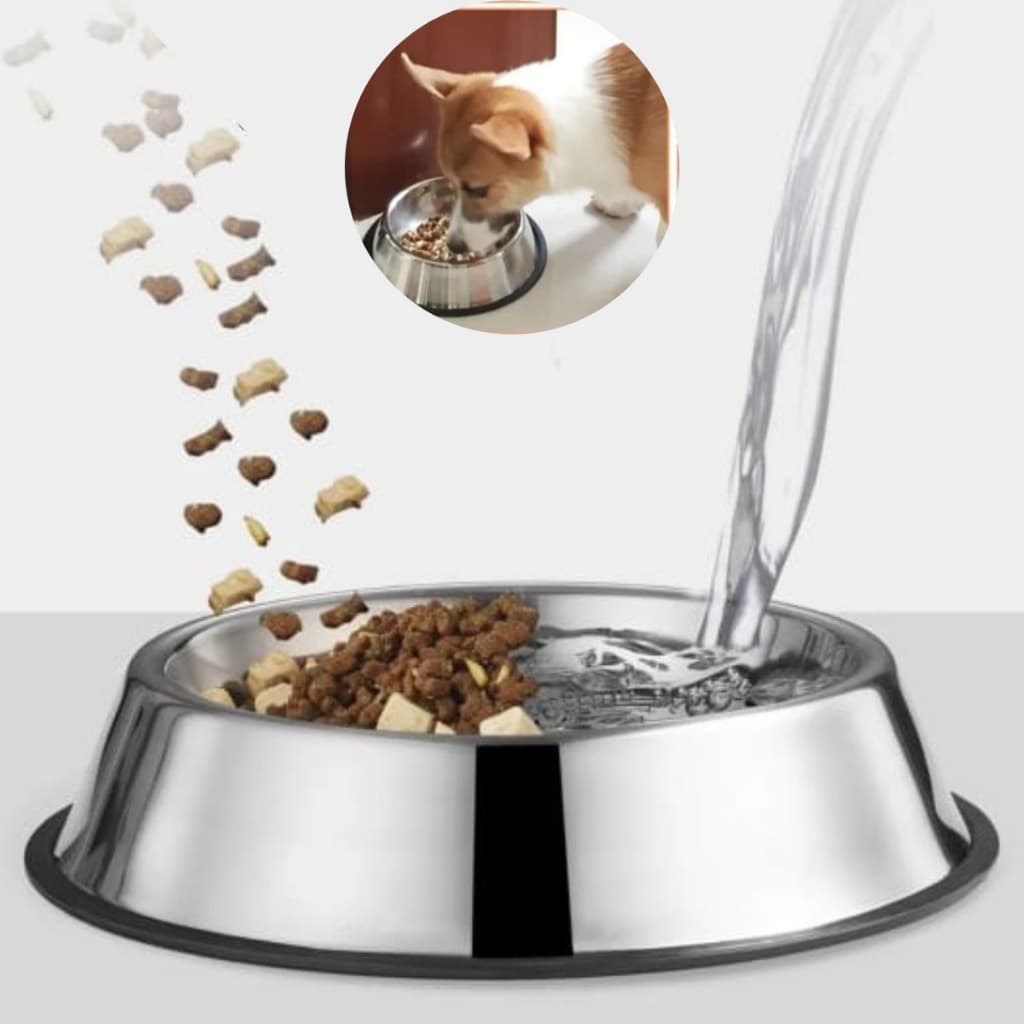 Comedouro Bebedouro Tigela Inox 200ml TAMANHO P Cachorro Cão Gato Pet Prateado POTE RAÇÃO 15 CM