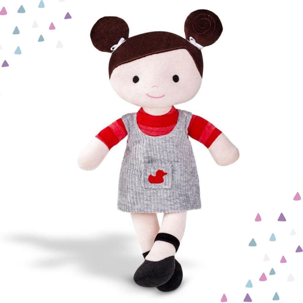 Boneca Pelúcia Pano Infantil Lara Antialérgico e Lavável Naninha Fofinha e Macia Menina Criança