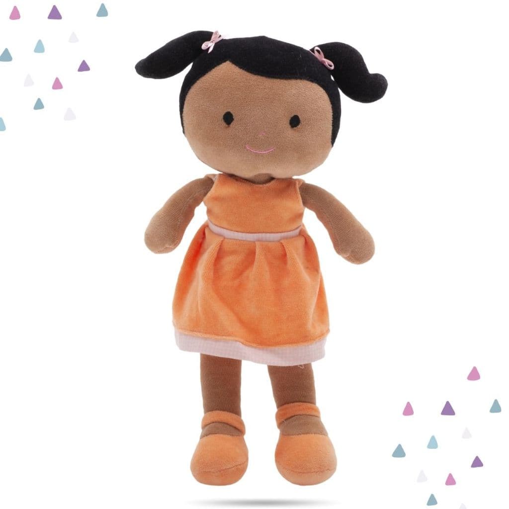 Boneca Pelúcia Pano Infantil Juju Antialérgico e Lavável 32 cm Linda Fofinha e Macia Naninha Menina
