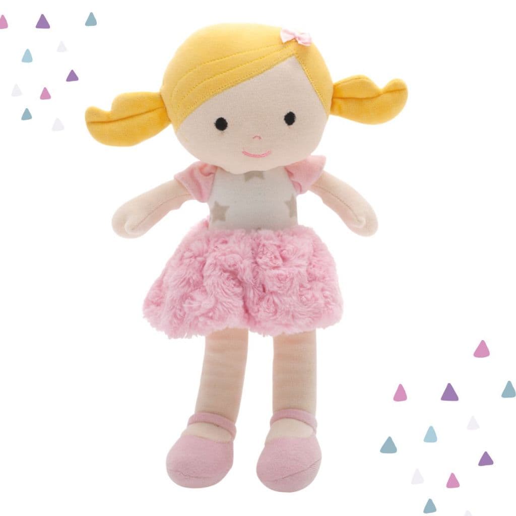 Boneca Pelúcia Pano Infantil Malu Antialérgico e Lavável 32 cm Linda Fofinha e Macia Naninha Menina