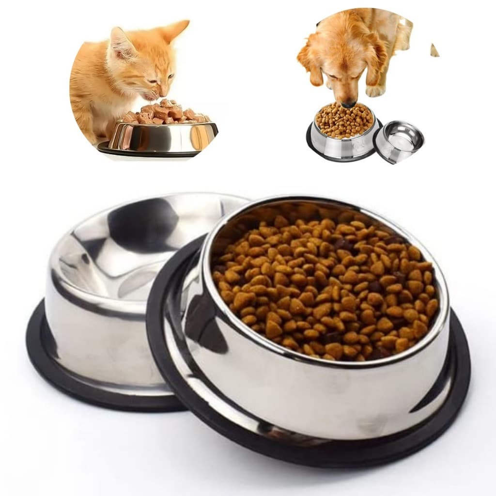 KIT 2 TIJELAS COMEDOURO BEBEDOURO DE INOX 500 ML NÃO ENFERRUJA TAMANHO M CACHORRO E CATOS PET 21 CM