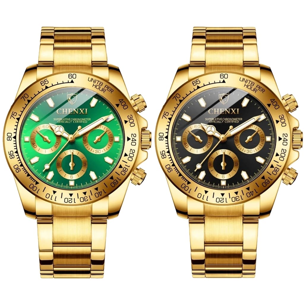 CHENXIR Relógio Original Masculino À Prova D'água Relógio de Luxo Masculino Relógio Quartzo Pulseira Aço Inoxidável