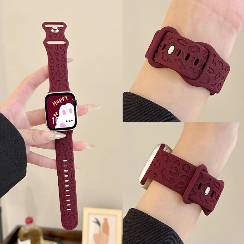 Pulseira De silicone Leopardo Para Relógio Apple Watch S11 46mm Ultra 2 49mm iWatch Série 40mm 42mm 41mm 45mm 44mm 38mm