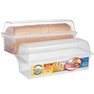 Porta Pão de Forma com Tampa Abaulada de Plástico 35cm Livre de BPA Armazena 1 Saco de Pão com Trava Ultraforte