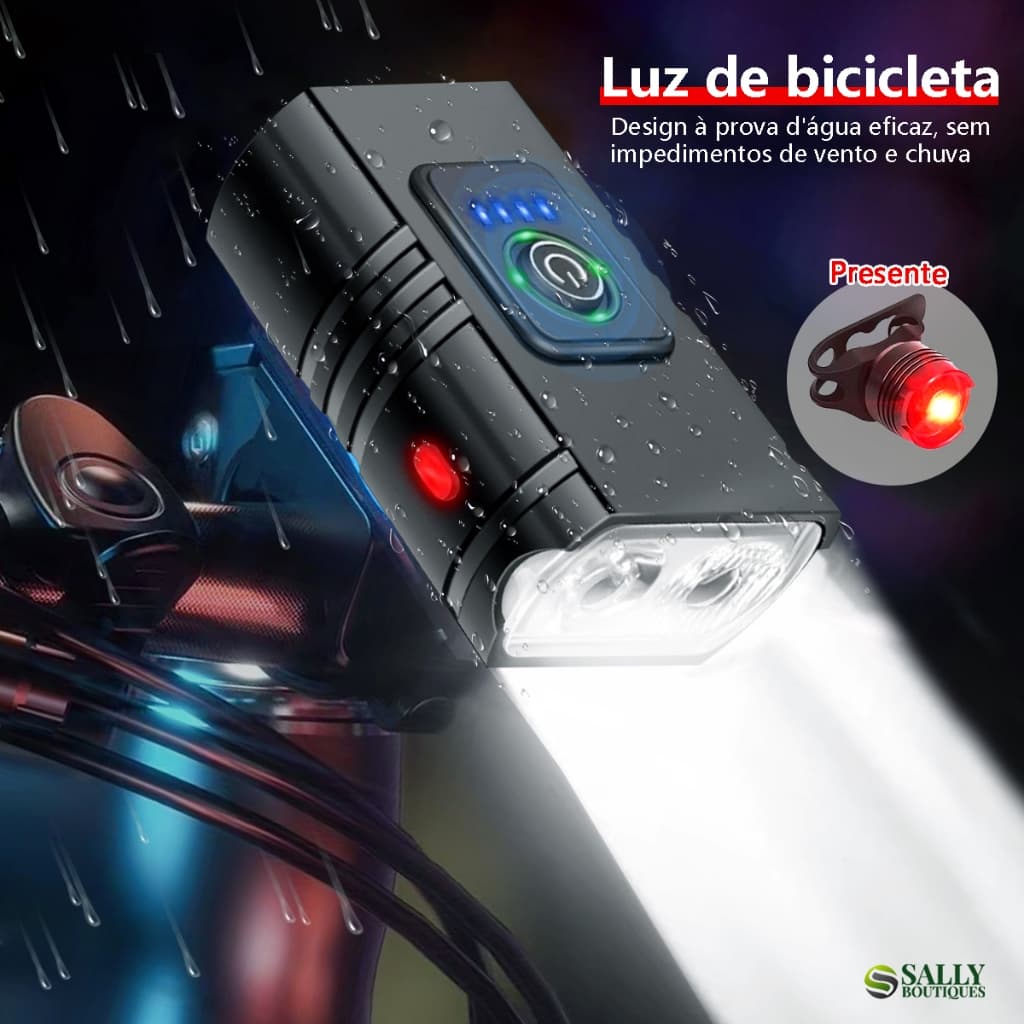 Kit Lanterna Bike Dianteira E Traseira 7 Horas 2000 Lumens À Prova D'Água Recarregável