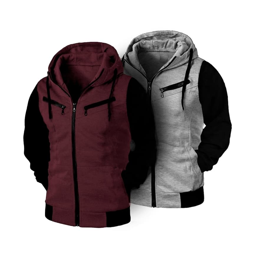 Kit 02 Blusa de Frio Com Ziper Jaqueta Moletom Masculino Com Capuz