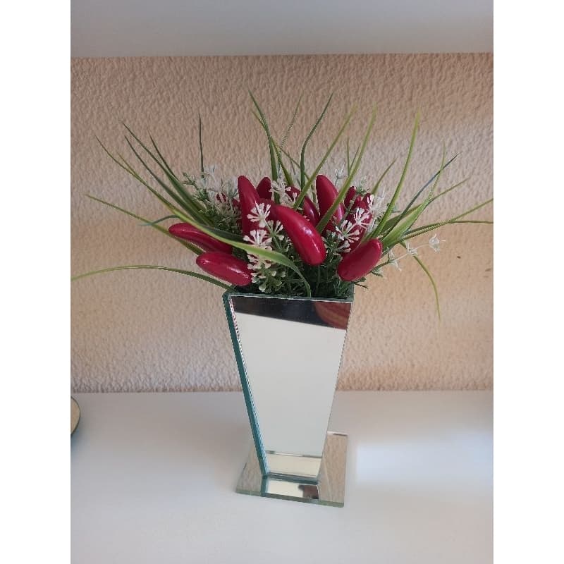 vaso tulipa 15 centímetros com flor ou frutinhas