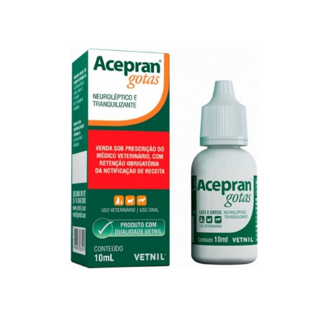 Tranquilizante Acepran Gotas Para Cães e Gatos 10ml