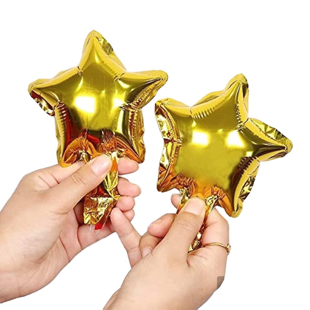 50 Mini Balão Estrela 5 Polegadas 10cm Metalizado Cesta Festa Decoração C90363
