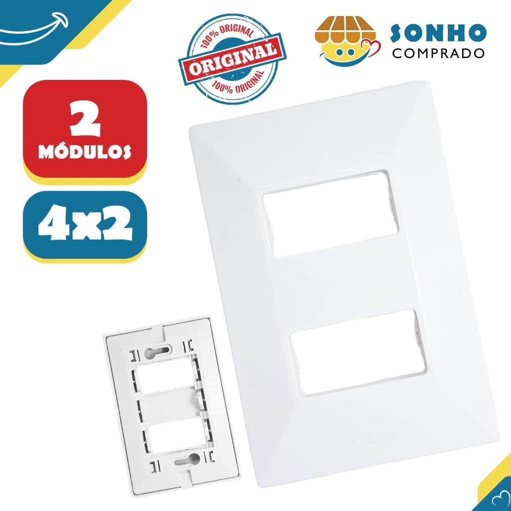 Placa/ espelho Dubai 4x2 p/ 2 módulos 1920073 FLP