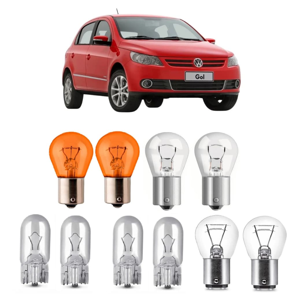 Kit Com 10 Lâmpadas Para Lanterna Traseira / Seta / Ré / Freio + T10 - Gol G5 2009 A 2013