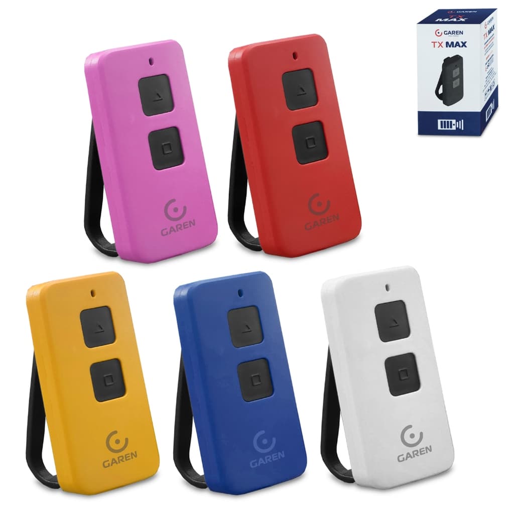Kit 5 Controles Remoto Motor Portão Garen Tx Max 433mhz Colorido Rosa Azul Amarelo Vermelho Branco