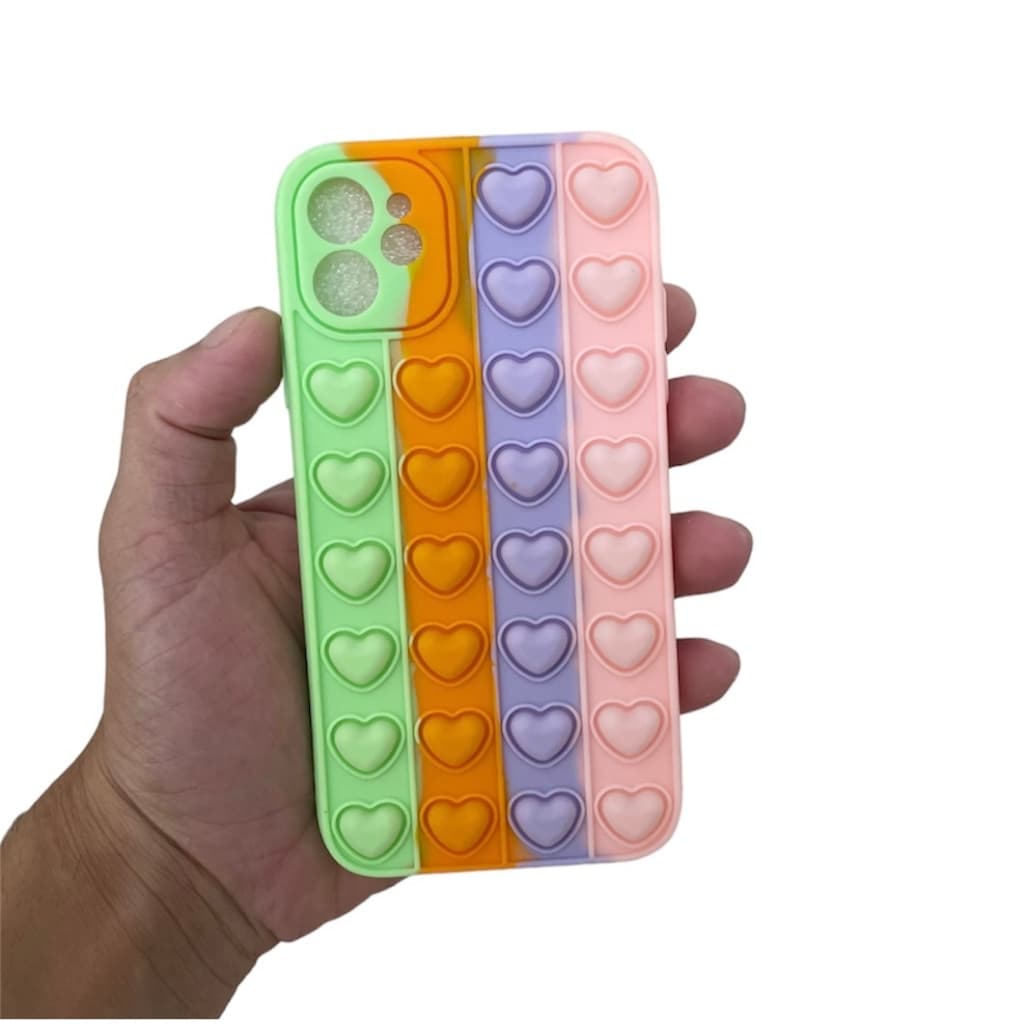 Capinha de Celular 7 8 Se Xr 11 12 Pro Max Capa Pop It Fidget Toy Push Bubble Anti Estresse