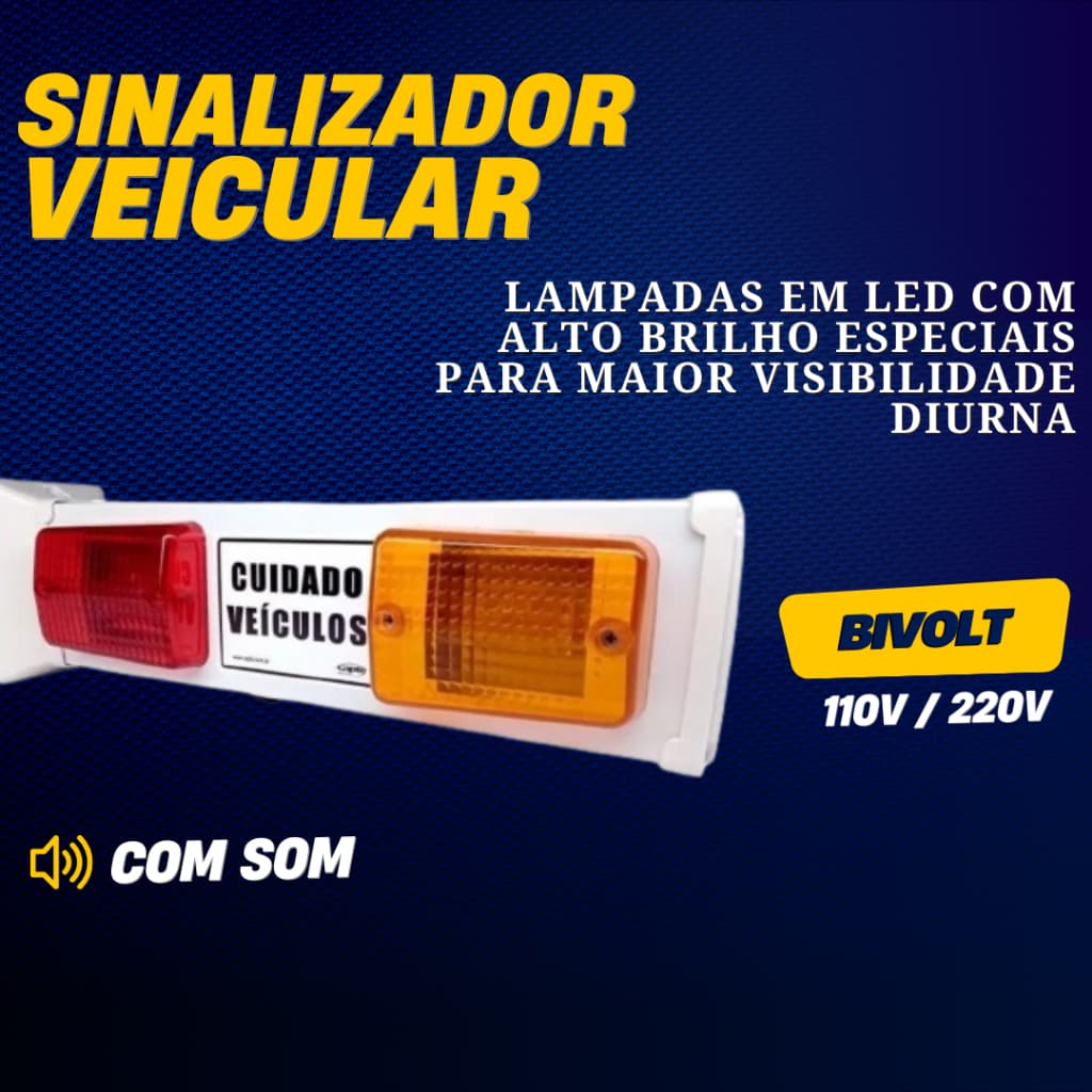 Sinalizador veicular de Garagem - Com aviso Sonoro ou Não - Entrada e Saída de Veículos Led - Bivolt LED12