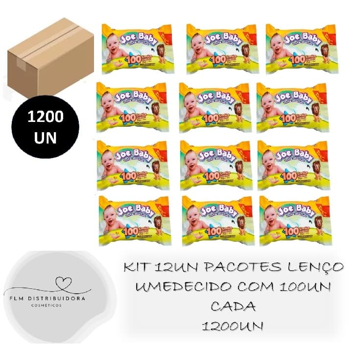Kit 12 pacotes Toalhas Umedecidas Joe Baby com 100un cada (Caixa) - 1200un