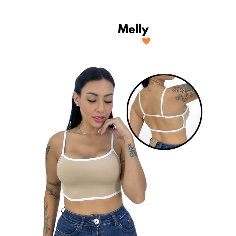 Top bicolor costa nua moda gringa sem bojo melly