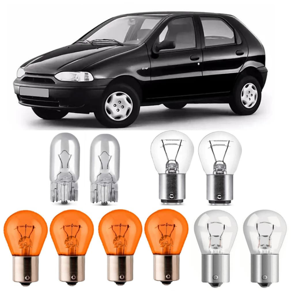 Kit Com 10 Lâmpadas Para Lanterna Traseira Seta Ré e Freio Fiat  Palio 1996 97 98 99 00