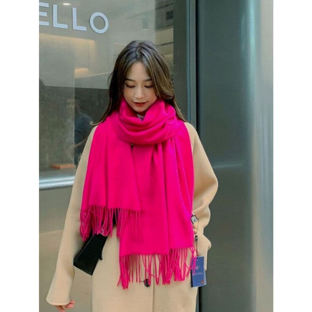 Cachecol Inverno Lenço Pashmina Xale Echarpe Feminino Forrado Liso 180x70cm
