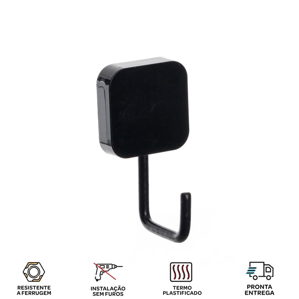 Porta Suporte Toalha de Rosto Gancho Fixação 3M Branco Preto Resistente Banheiro