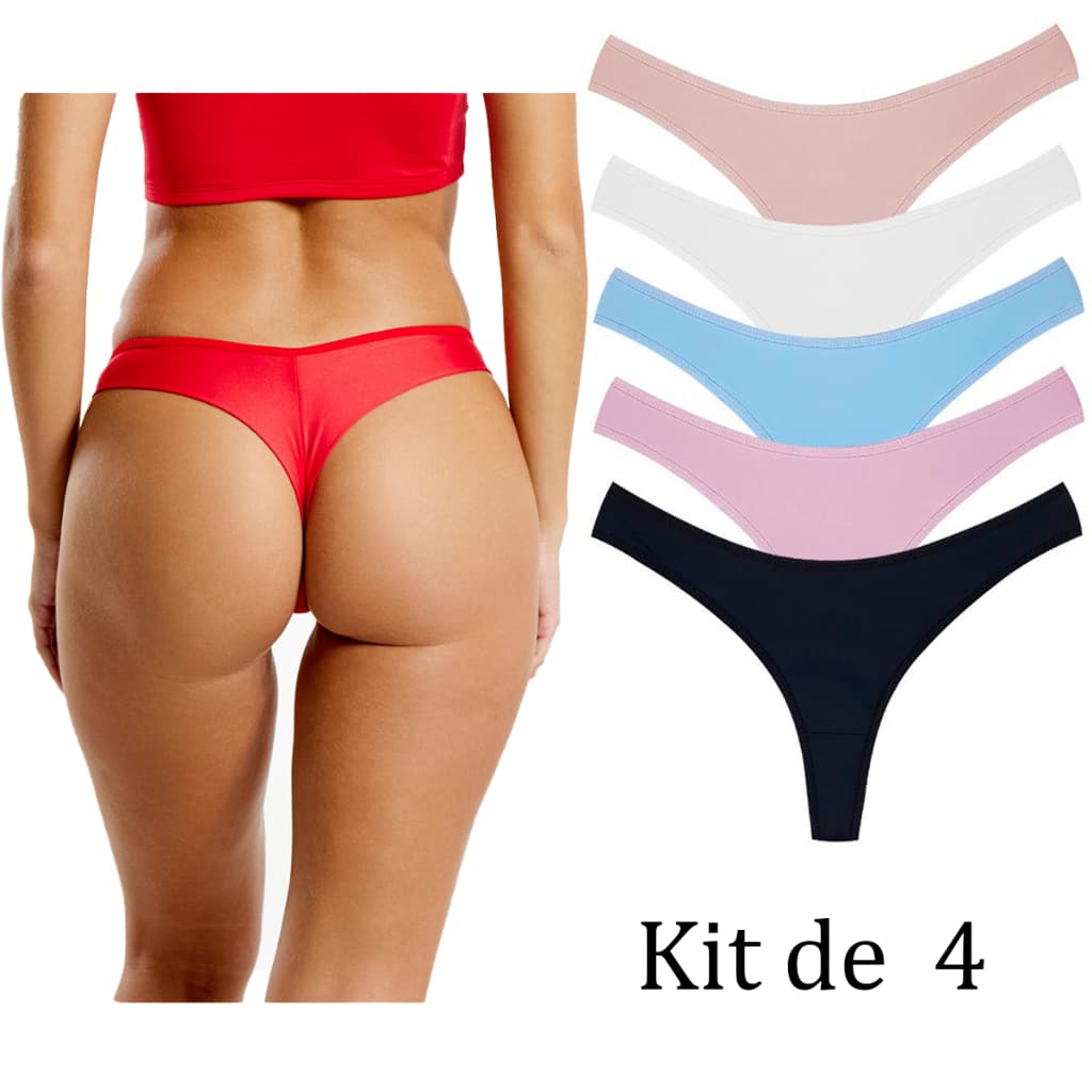 Kit 4 Calcinhas Fio Duplo Tangas Não Marca Bumbum