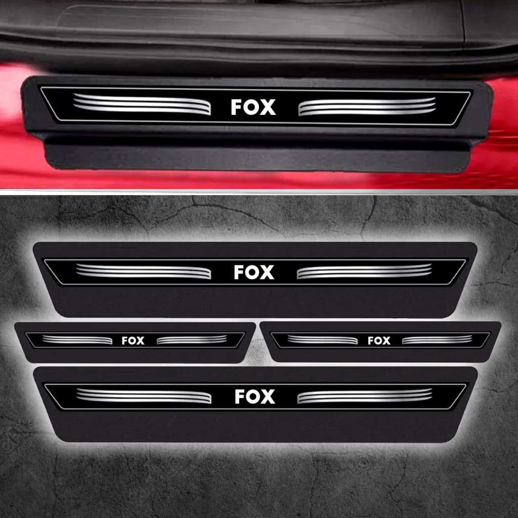 Kit 8 Peças Soleira Adesivo Porta compatível com Fox - Preto