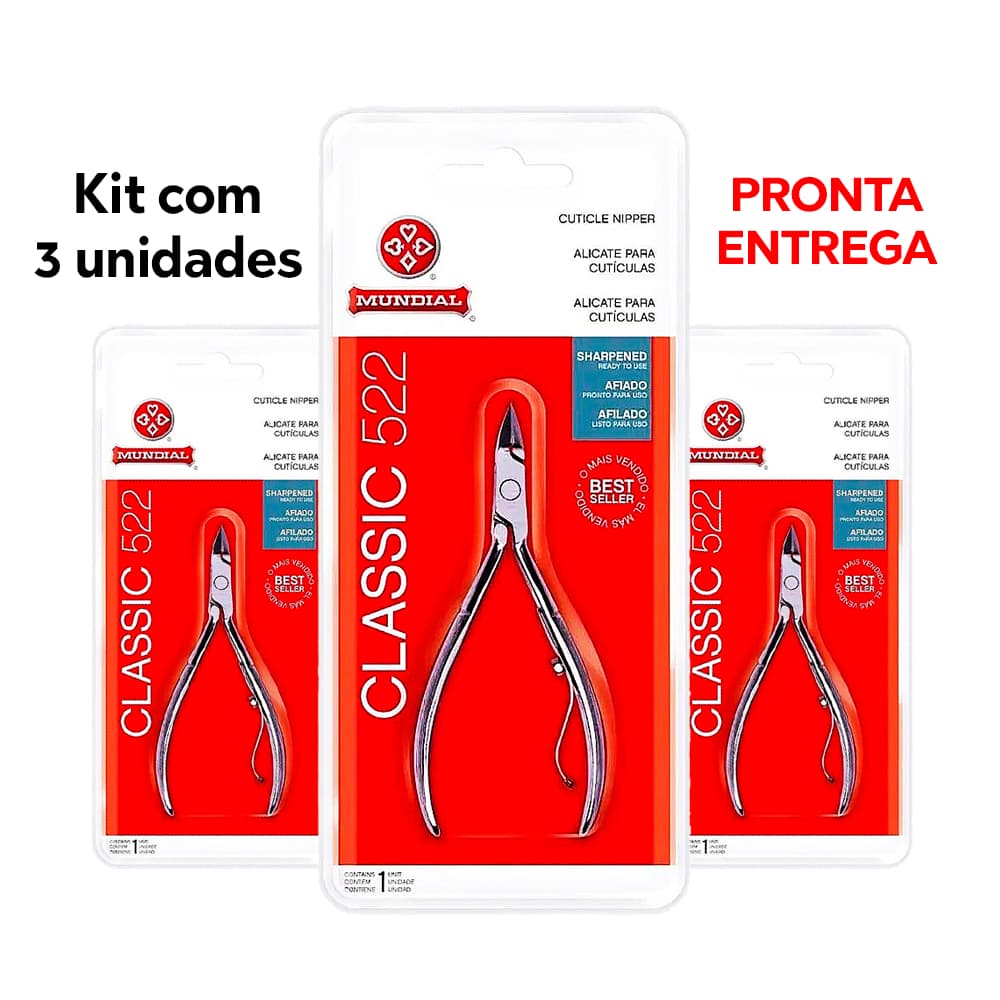 Alicate de Cutícula Unha 522 Mundial Aço Original