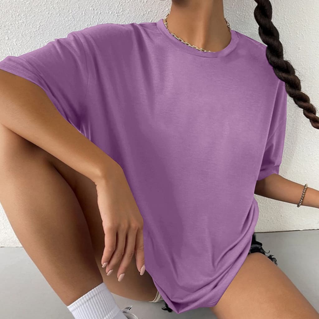 Camiseta Lilás Larga Confortável Blusa Oversized Longa Esportiva Lisa Frete Costa Unissex T Shirt P