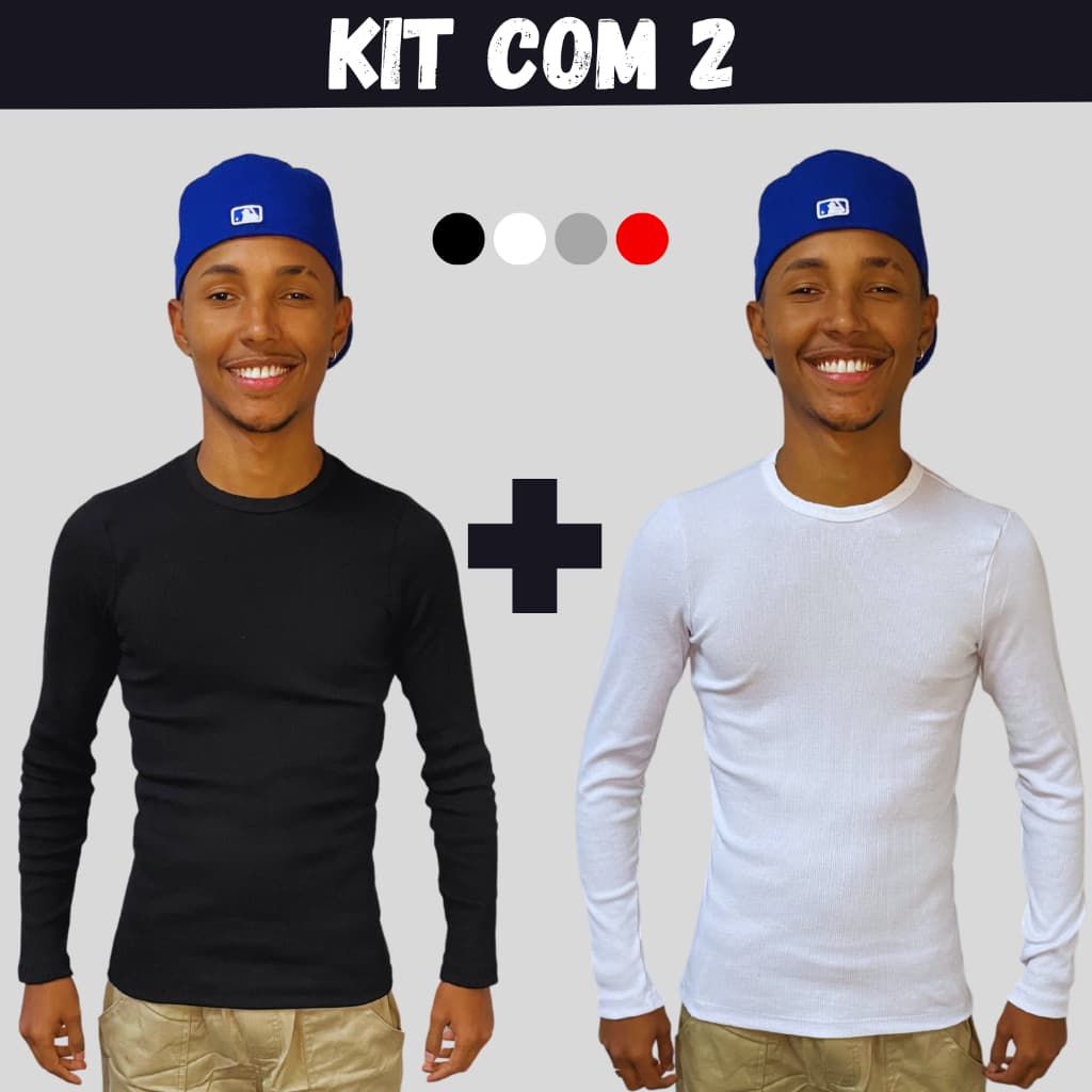 Kit Com 2 Manga Longa Canelada