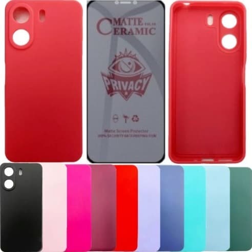 Capa Capinha Silicone Colorida Aveludada + Cerâmica Privacidade Para A05/A05S A14/A15/A24/A25/A34/A35/A54/A55/M33