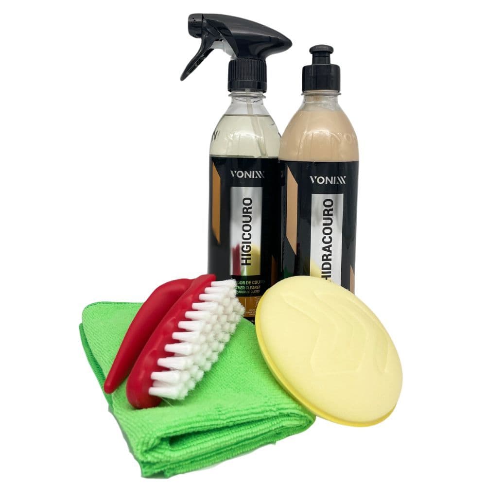Kit limpeza e hidratação de couro Vonixx Ideal para banco Automotivo jaquetas bolsas macacão moto