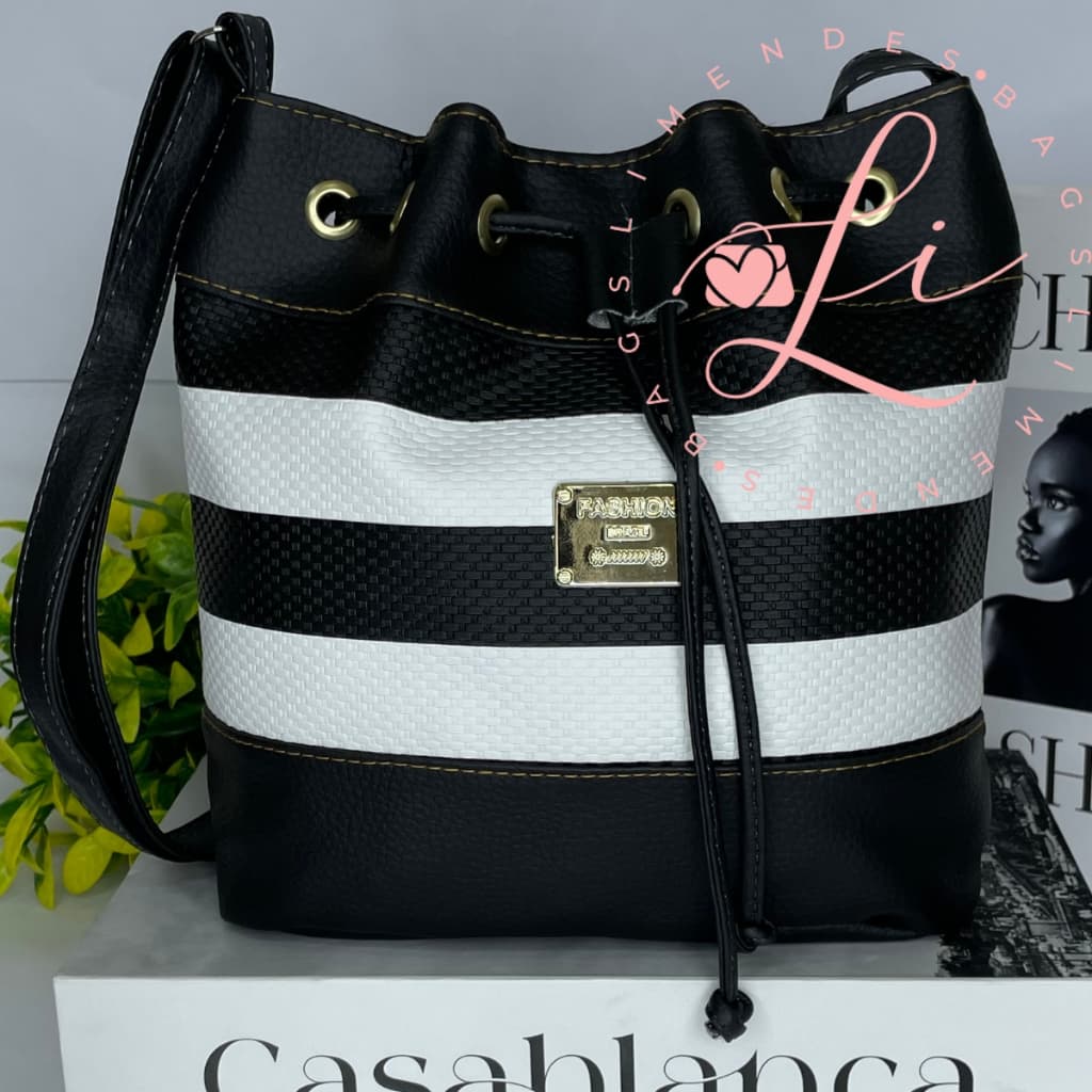 Bolsa Saco Transversal Feminina Listrada Alças Reguláveis Moda Atual