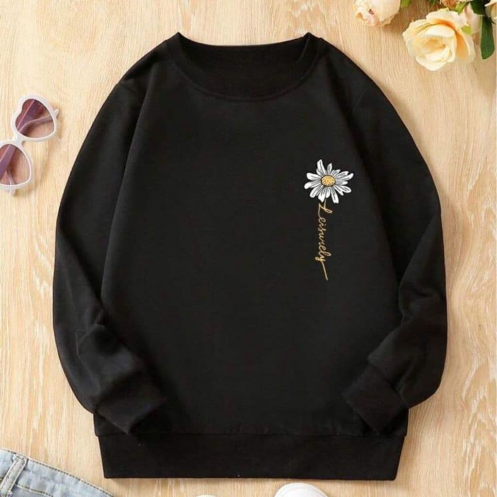 Moletom Feminino Gola Careca Blusa Feminina Flanelada Sem Capuz