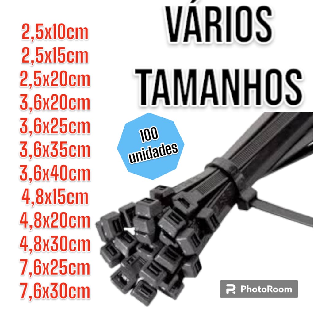 100 UNIDADES CINTA PLÁSTICA 20cm ABRAÇADEIRA/ENFORCA GATO
