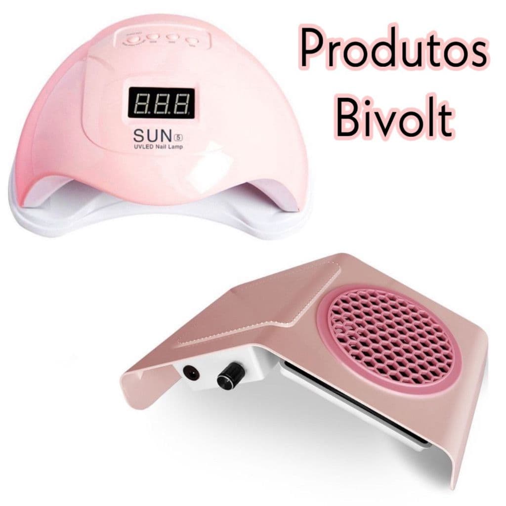 Kit Manicure Iniciante Alongamento Cabine de Unha gel Sun 5 48w Forninho + Aspirador Coletor de Pó Sugador Um Cooler