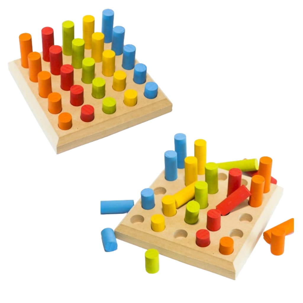 Pinos de Encaixe Brinquedo Colorido Educativo Woodtoy Brinquedos Infantil