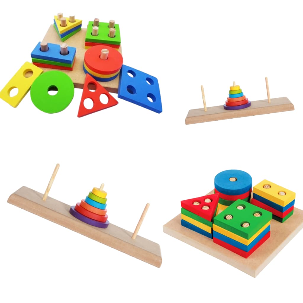 Kit TORRE DE HANÓI + Encaixe de FORMAS GEOMÉTRICAS em EVA Brinquedo Educativo Montessori Kids