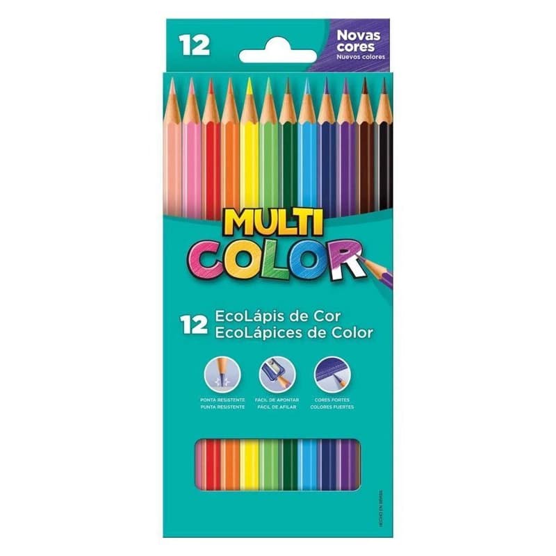 Lápis de cor Multicolor 12 cores