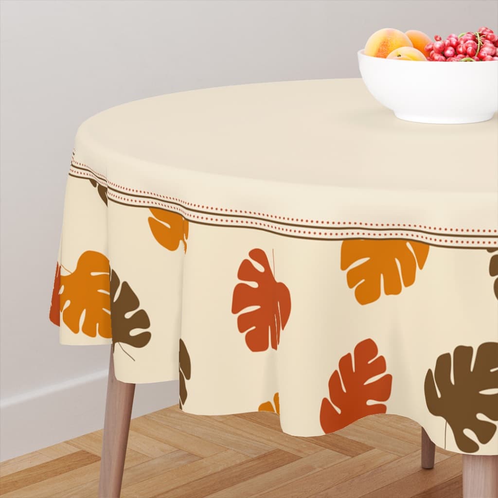 TOALHA DE MESA REDONDA EM TECIDO OXFORD TAMANHO 135X135CM COSTELA DE ADÃO
