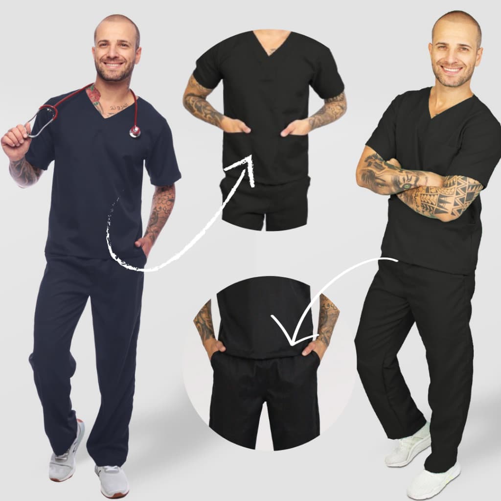 Pijama Cirúrgico Masculino Scrub Conjunto Hospitalar Premium Não Amassa Seca Rapido Anti odor
