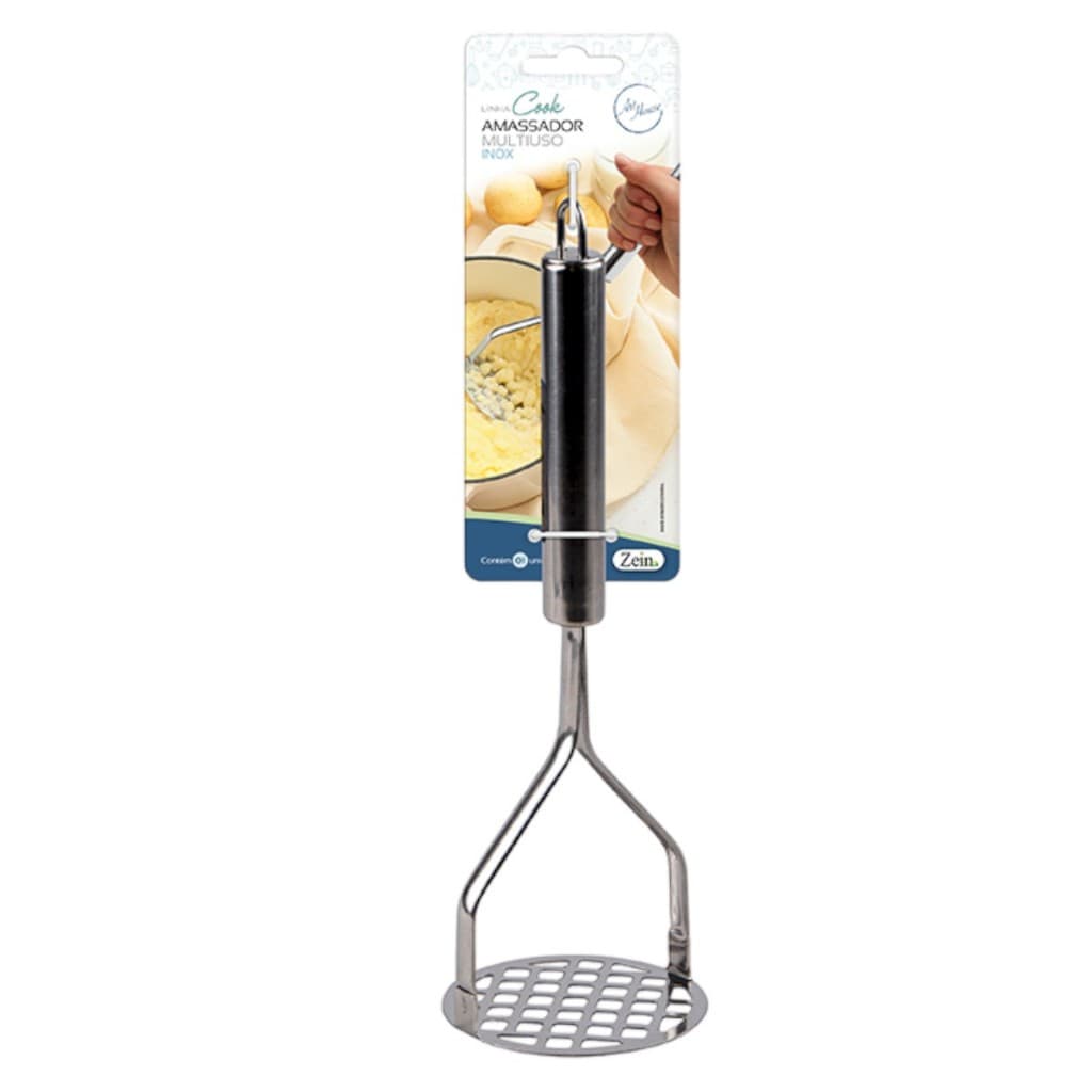 Amassador Espremedor Amassadores de Batatas Legumes 26,5CM Feijão Cenoura Mandioquinha em Aço Inox Cabo Reforçado