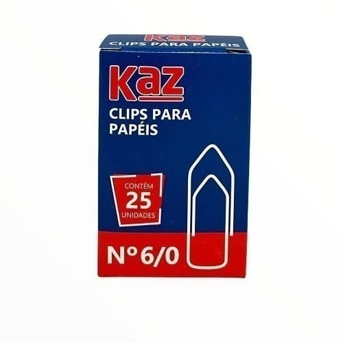 CLIPS PARA PAPEIS N. 6/0 - KAZ COM 25 UNIDADES