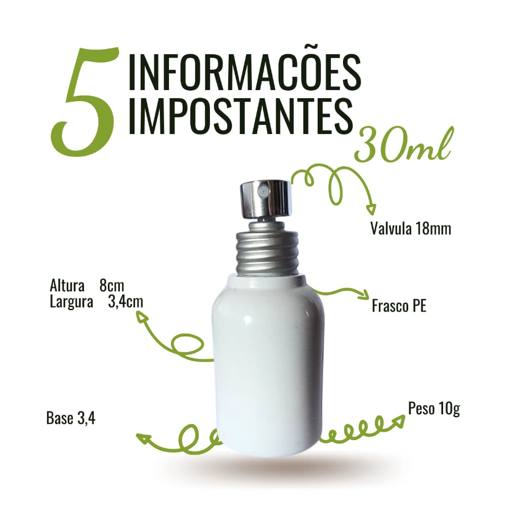kit 10 Frasco 30ml rosca 18mm com valvula spray pefume cheirinho lembrancinha